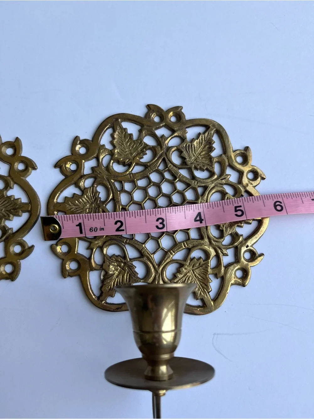 Vintage Brass Wall Sconces Candle Holder Set